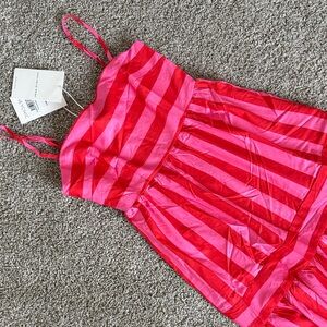 Striped Red and Pink Maxi Dress